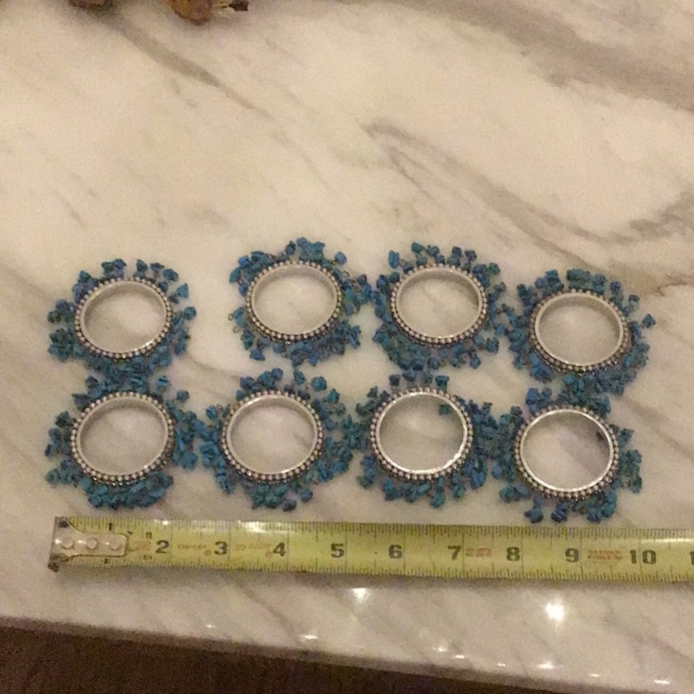 Turquoise and silver (8) napkin rings